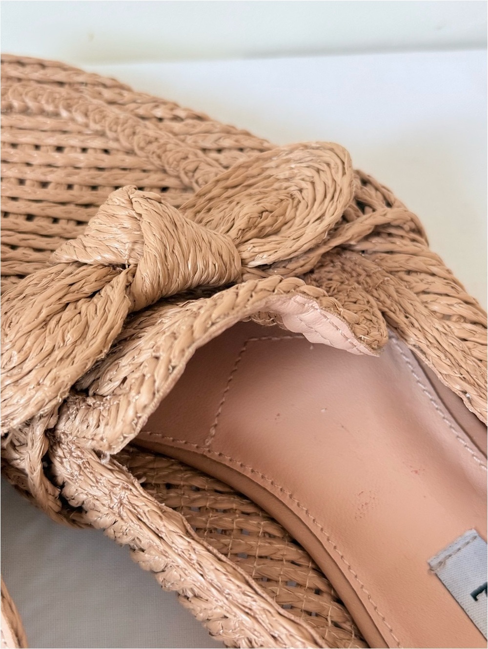 Charles David Woven Raffia Bow Loafers Beige Tan Slip On Flats Women's 10M - Picture 7 of 9